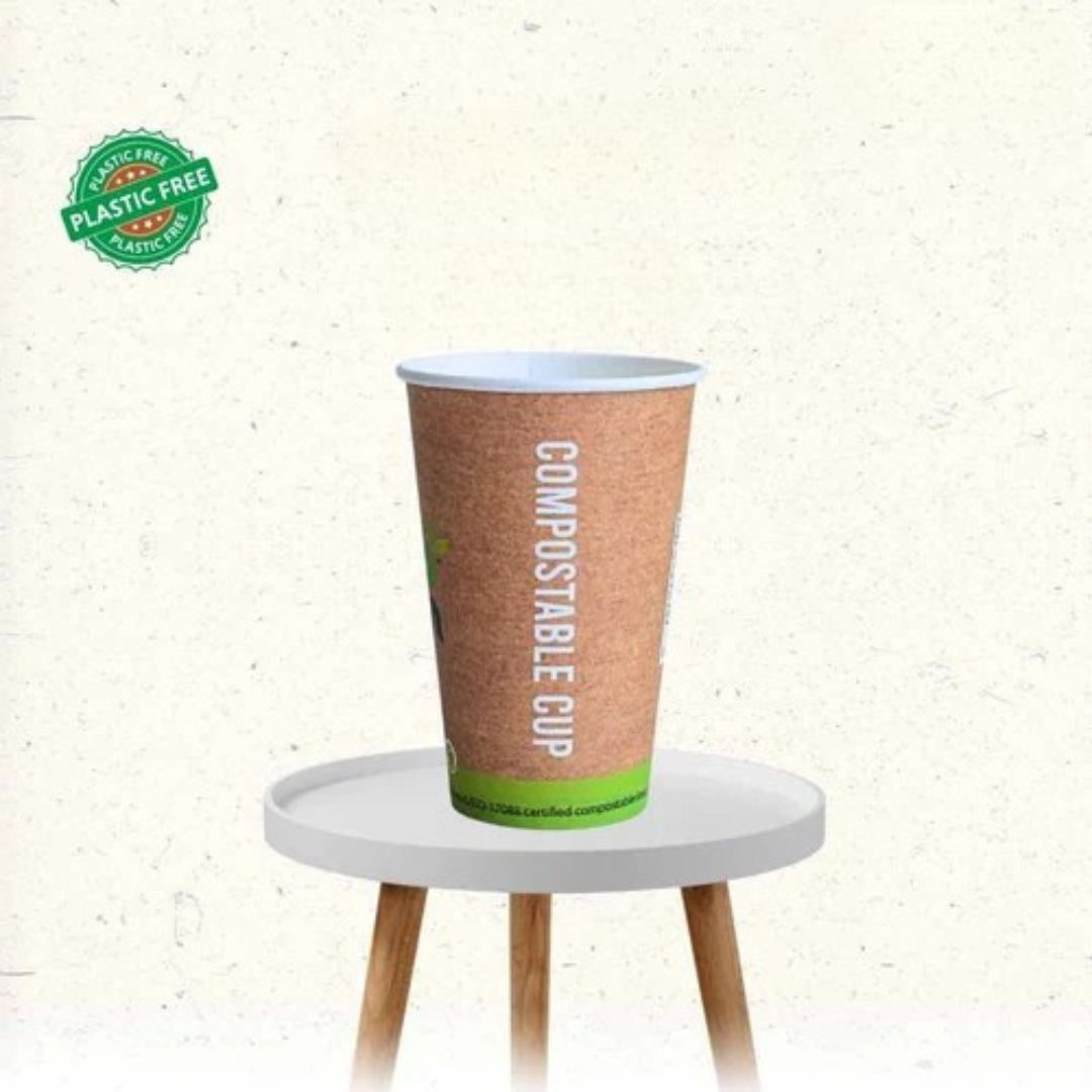 Bio Tea Cups 240 ML Brown, Compostable Pla Coated